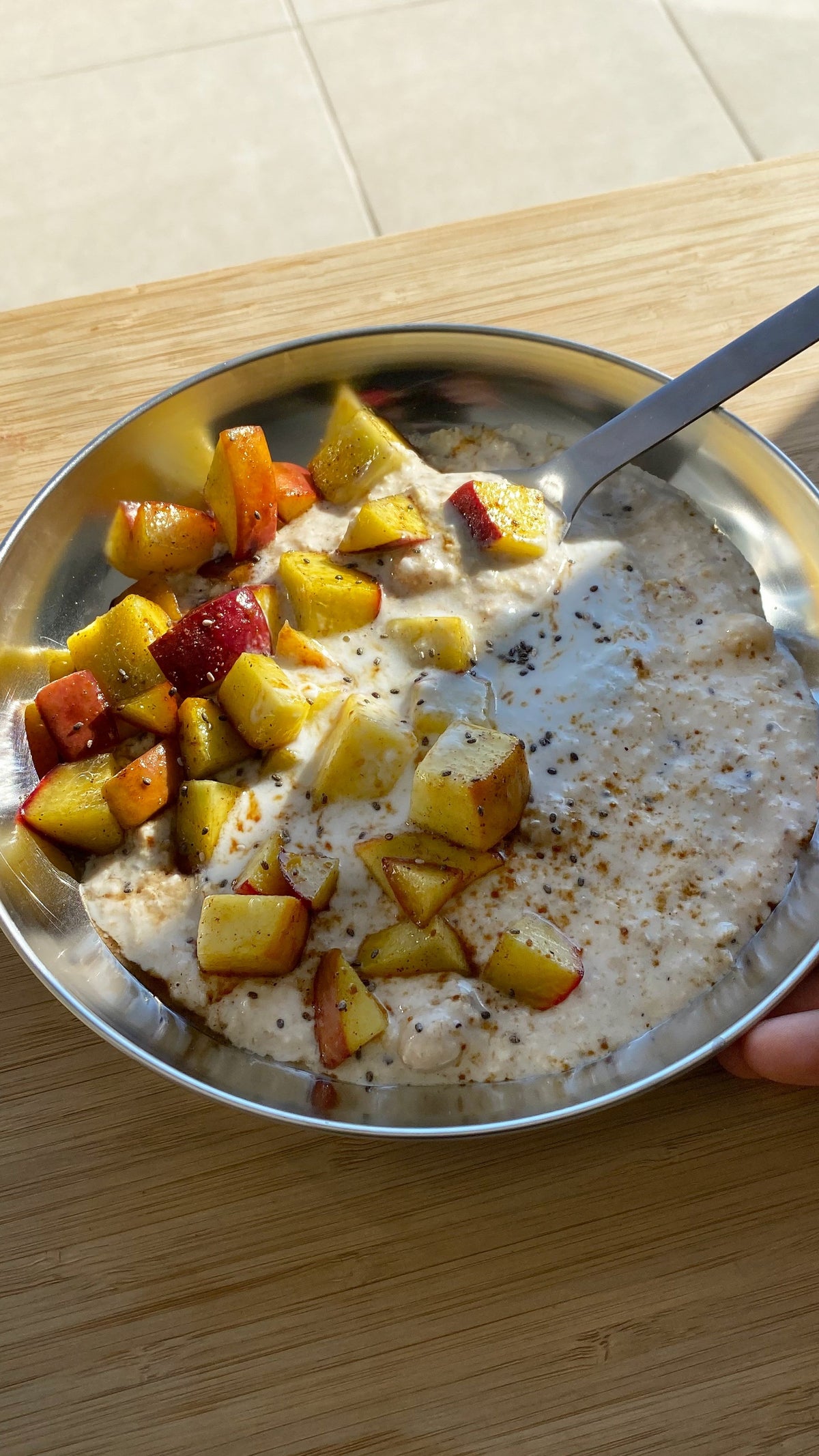 Peaches & Cream with Hazelnut Butter