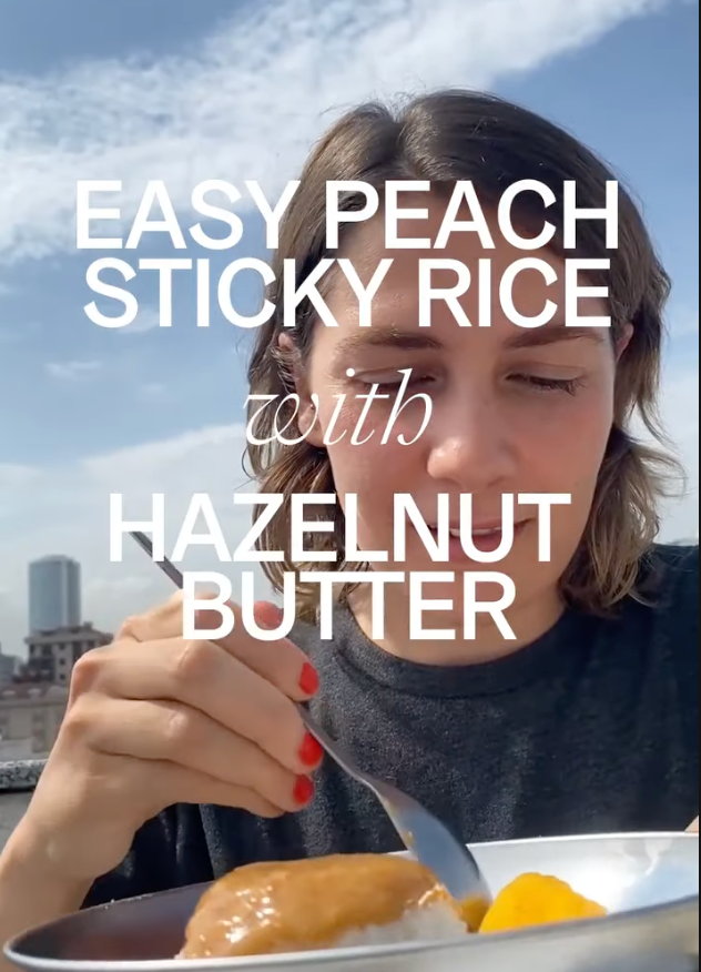 Easy Peach Sticky Rice with CRAVERS Hazelnut Butter